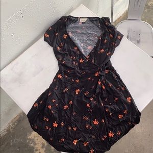 Small black dress with orange flowers